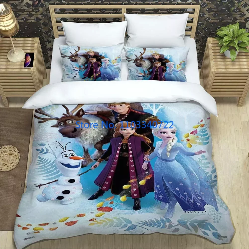 Imagem -05 - Frozen Princess Pattern Duvet Cover Conjunto para Meninos e Meninas Conjuntos de Cama Consolador de Impressão 3d Roupa de Cama Elsa Anna Colcha Decoração