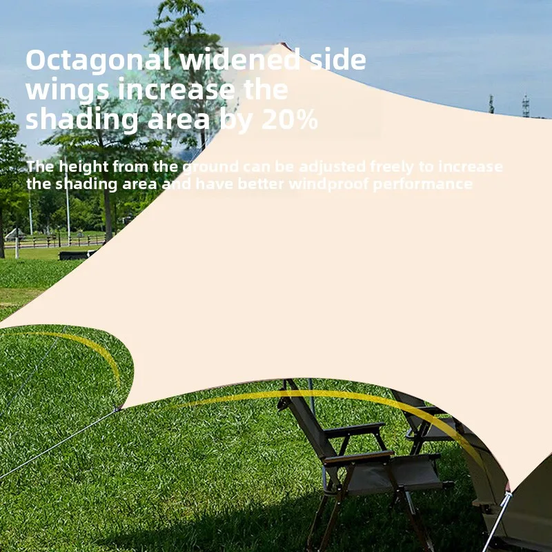 Portable Black Coated Windproof Waterproof Sun Shade Tarp Tent Outdoor Camping Picnic Canopy