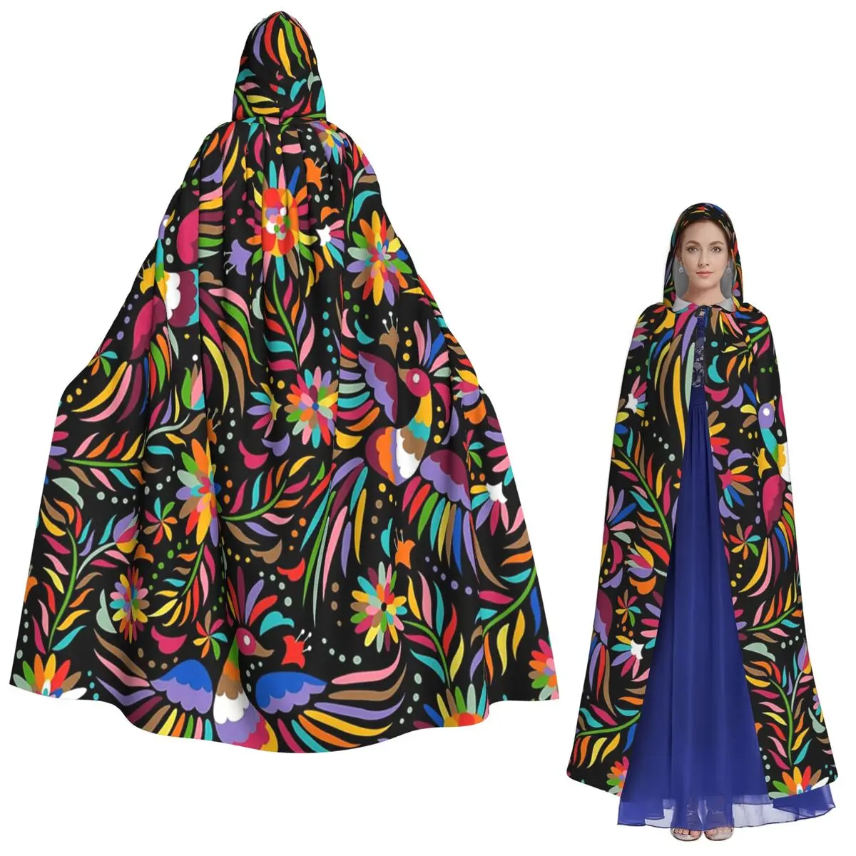 

Традиционный мексиканский красочный длинный плащ с капюшоном, средневековый костюм ведьмы, накидка для косплея, пальто на Хэллоуин для взрослых, унисекс
