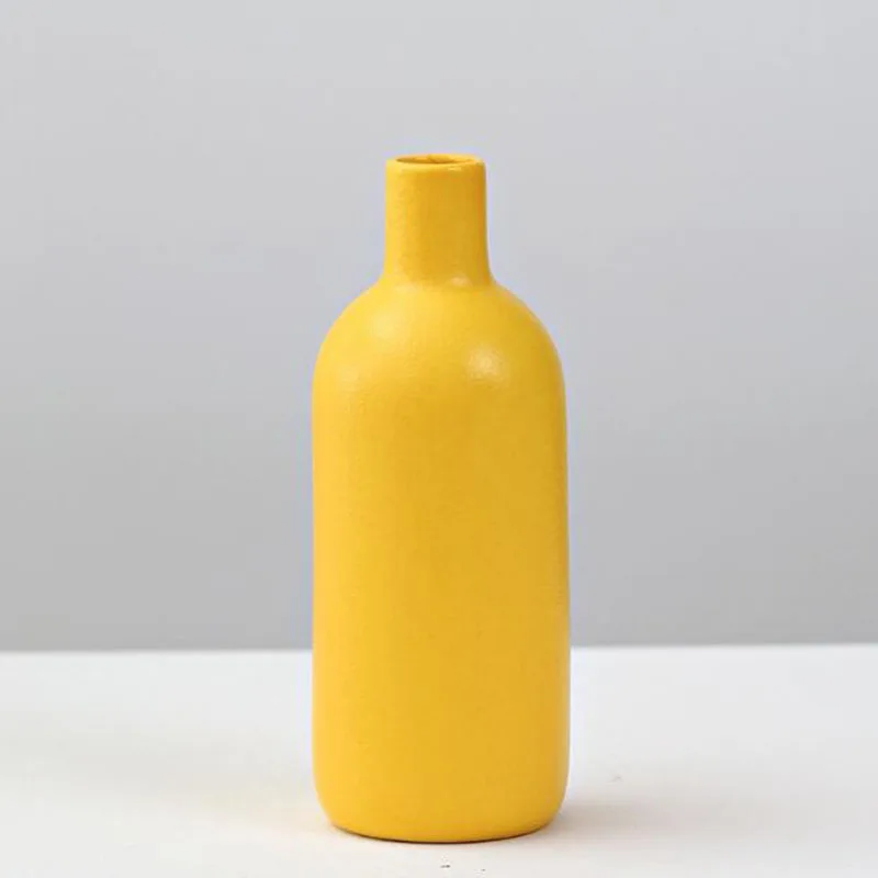 Porcelain Yellow Color Flower Vase Decoration Living Room Flower Arrangement Container Hydroponics Vase Plant Pot Gardening Art