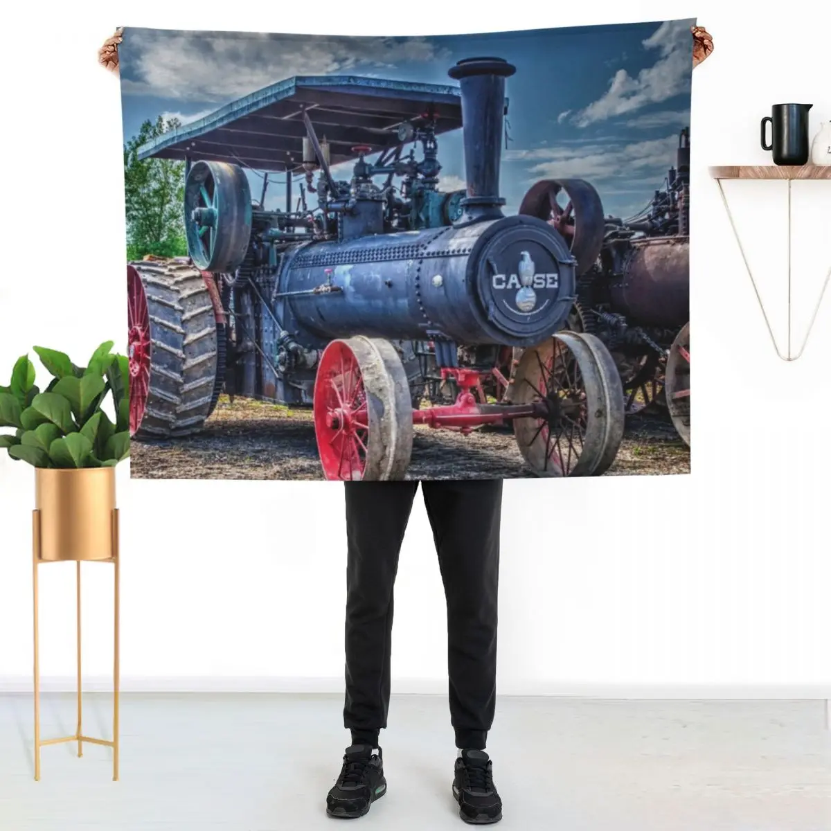 Case Steam Traction Engine Throw Blanket Fuzzy Plush Throw Blanket for Sofa Chair