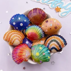 New 8pcs AB Resin Colorful Flower Shell Figurines Flat back Cabochon Stone Scrapbook Home Crafts DIY Jewelry Making Accessories