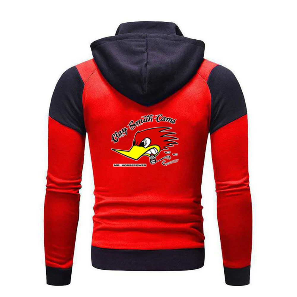 2024 pria Mr tenaga kuda Clay Smith Cams musim semi dan musim gugur cetak rekreasi berkerudung warna yang cocok Hoodie ritsleting ganda Pullover atasan