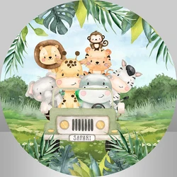 Wild One Boy Birthday Round Circle Backdrop Cover Customize Jungle Safari Party Decoration Baby Shower Background Photocall