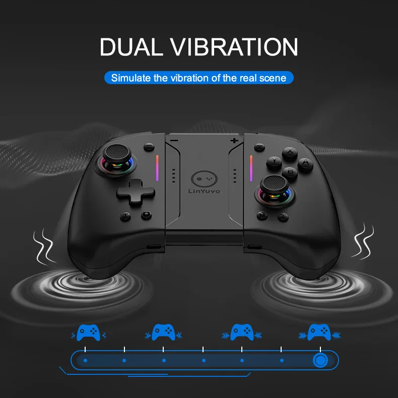 Meteor Light Wireless Joy-pad with 8Color RGB Lights for Switch/Lite/OLED, with Programmable,,Turbo & Vibration game machine