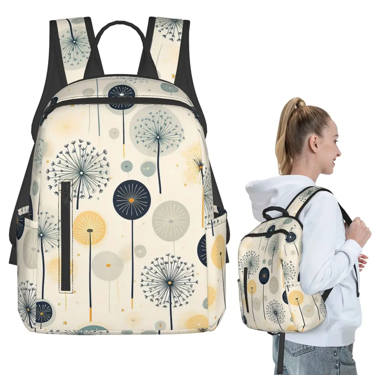 

Floral And Dandelion Light Green Pattern Backpack Student BookBag Children School Bag Computer Shoulder Bags Men Women