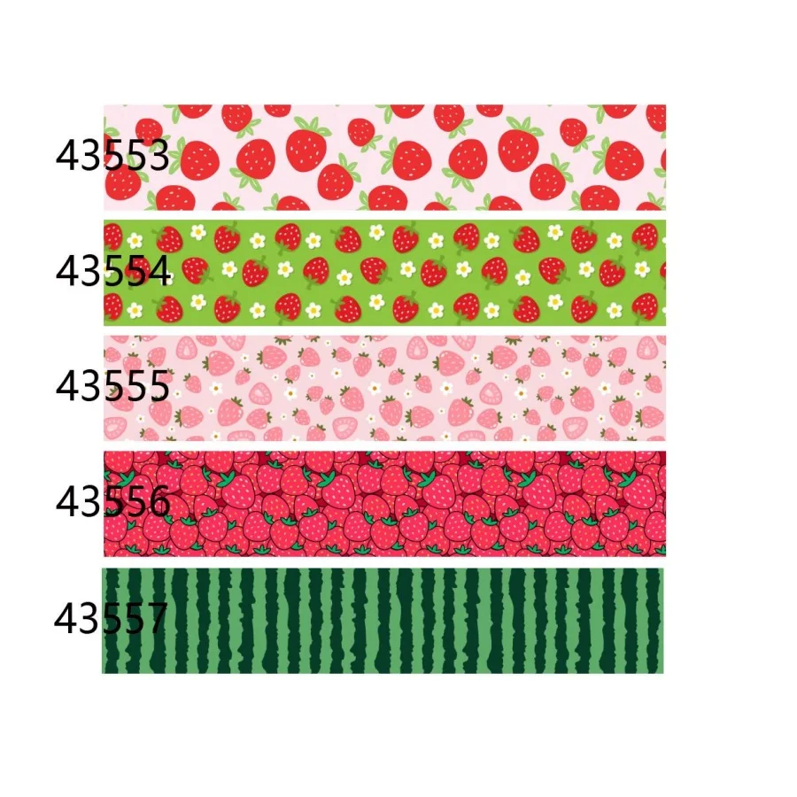 

Лента из гросгрена с фруктовым принтом (50 ярдов): клубника, лимон. Для рукоделия, бантов для волос, поделок, материалов и аксессуаров.