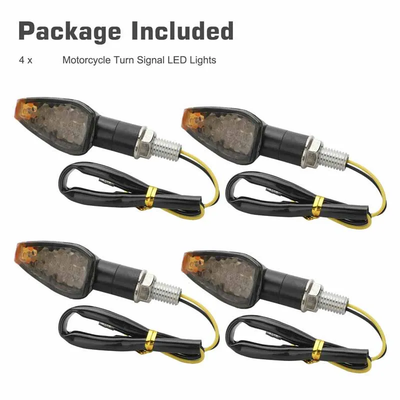 4Pcs Motorcycle IP67 LED Turn Signal Light Indicator Lights Blinkers Flashers Amber Color Accessories Universal For Most Motor