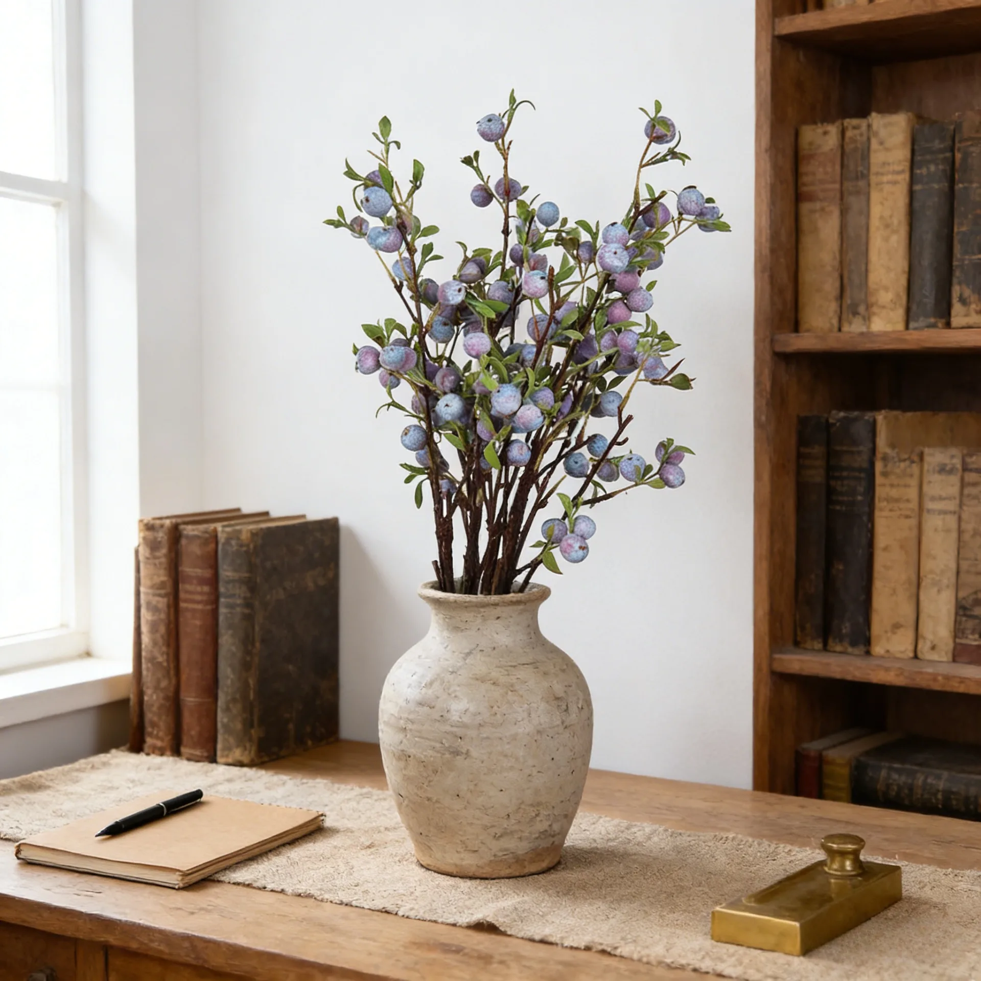 Juego de jardín Artificial de bayas silvestres de 28,3 pulgadas, decoración del hogar, exhibición de Ramadán, adorno de estilo Floral, accesorios de fotografía