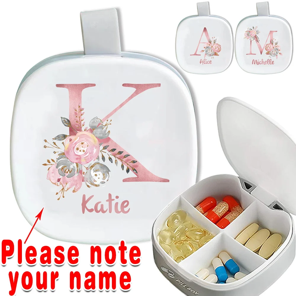 

Customized Name Portable Travel Pill Box Medicine Organizer Waterproof Case for Pocket Purse Drug Storage Dispenser Personalized