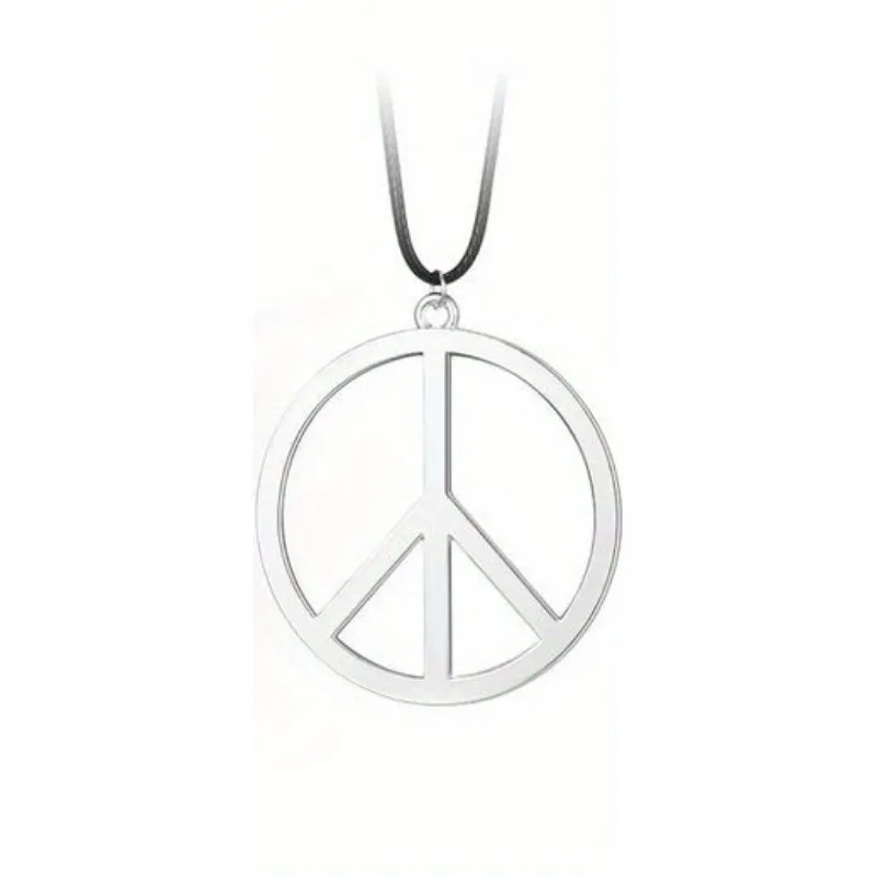 Hippie Costume Set 60\'s Style Circle Glasses Peace Sign Necklace Daisy Sunflower Headbands Dressing Accessory Hippie Party
