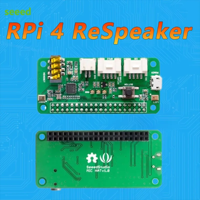 Seeed Raspberry Pi RPi4 ReSpeaker Intelligent Voice Recognition 2 Microphone Array Pi0 / 3b / B +