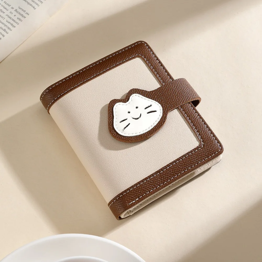 

Портативный кошелек-картхолдер с кошачьим принтом, из искусственной кожи, для нескольких карт, с рисунком кошки, милый модный короткий кожаный кошелек для женщин