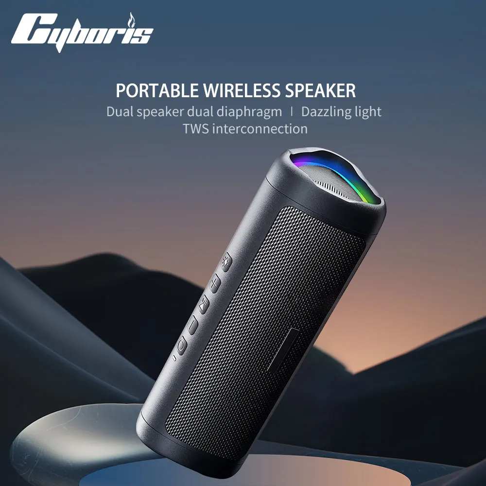 Bluetooth Speaker with HD Sound, Portable Wireless, IPX5 Waterproof, Up to 24H Playtime, TWS Pairing, BT5.3, for Home/Outdoor