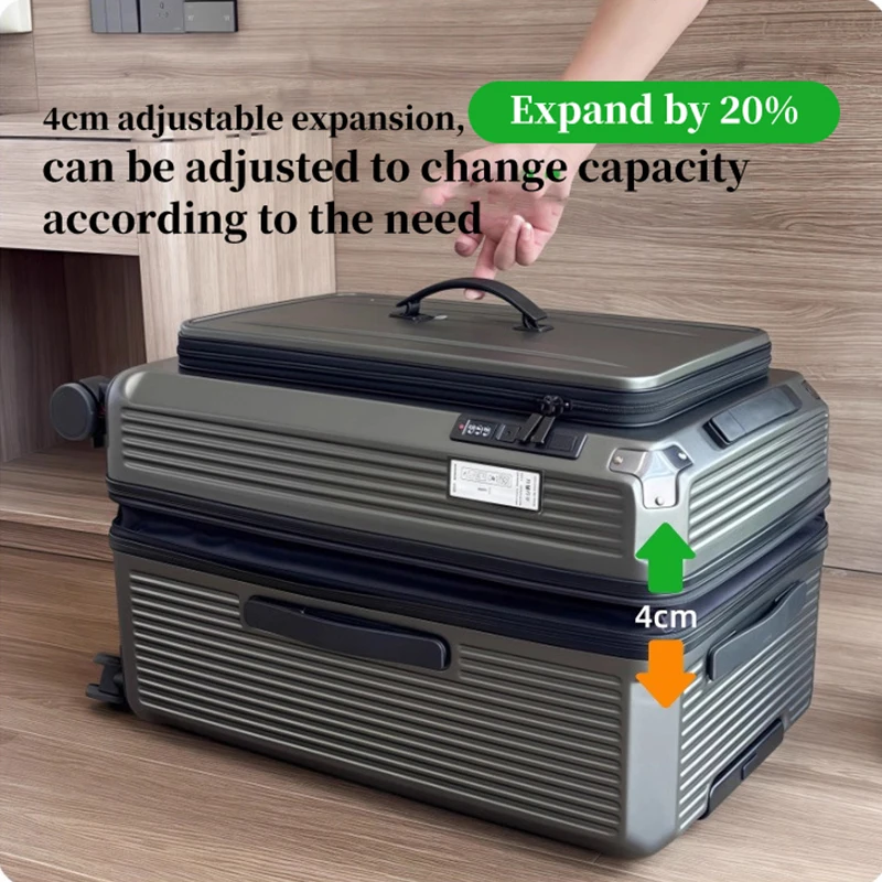 أمتعة قابلة للتوسيع، حقيبة عربة سميكة ذات سعة كبيرة، حقيبة سفر مقاس 24 بوصة، أمتعة مع قفل مجمع، قوي و Du