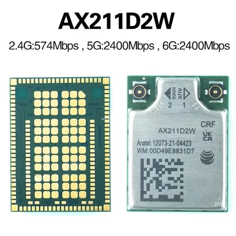 

Беспроводной модуль AX211D2W, 5374 Мбит/с, с Wi-Fi-картой 2x2 802.11ax, 2,4/5/6 ГГц, идеальный сетевой адаптер, Прямая поставка