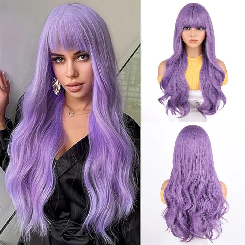 

Anime cosplay wig long hair fluffy bangs big waves color curly hair fashion headgear