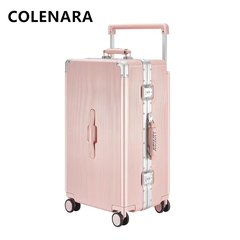 

COLENARA PC Luggage Large Capacity Trolley Case Aluminum Frame Password Box 26"28 Inch Travel Essentials Men's Rolling Suitcase