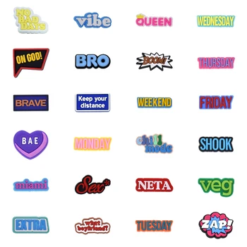 Phrasen Chat Schuh Charms für Crocs Zubehör Frauen Clogs Pins Männer Abzeichen Kinder Jeans Mädchen Dekoration Schnalle Schuhe Zubehör