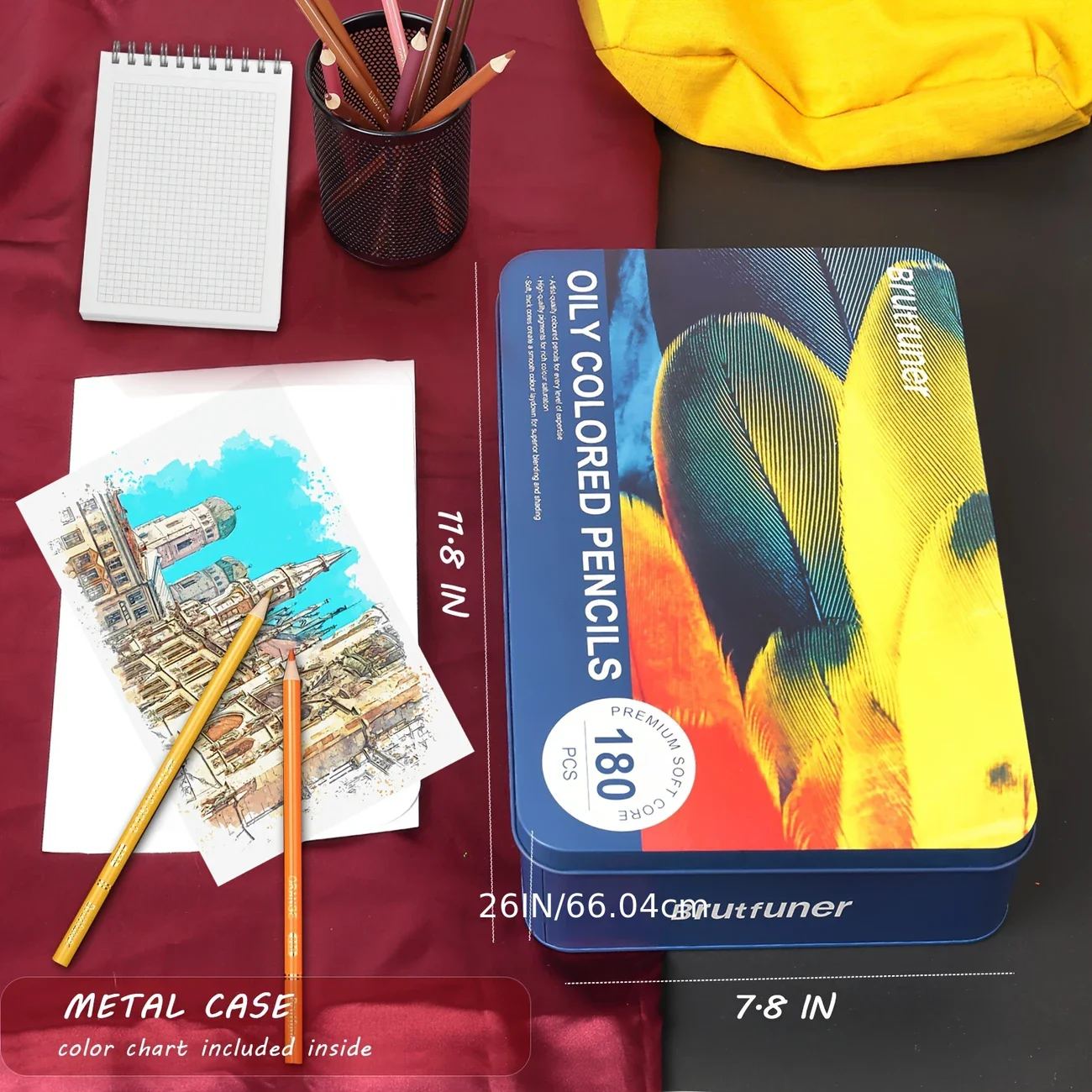 Brutfuner 180 Farben Luxus-Buntstiftset in Eisenbox, Spezialfarbstifte für Kunstzeichnungen, geeignet zum Malen, Zeichnen und Skizzieren. – Detail 3