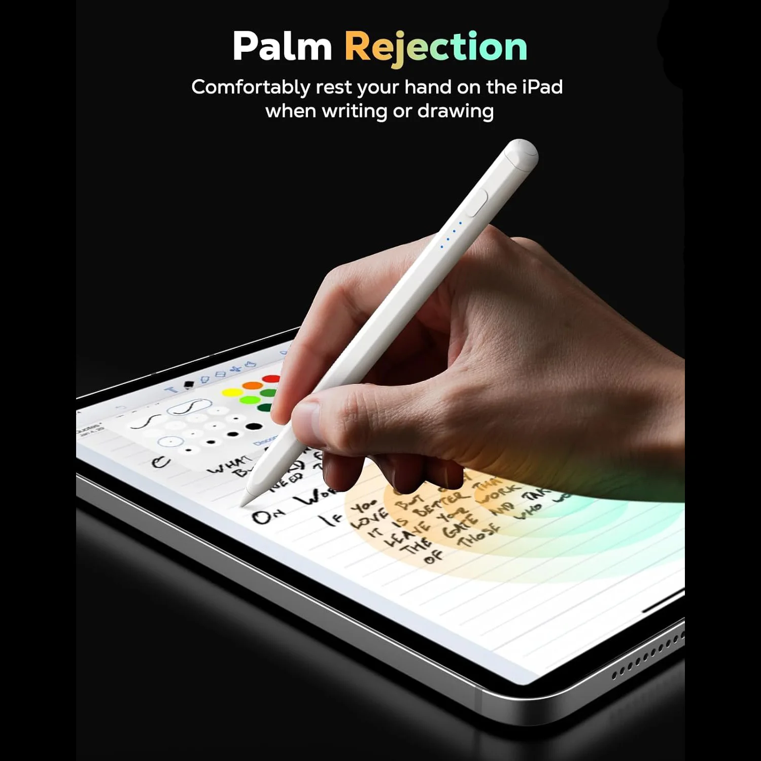 iPad Pencil with Palm Rejection, Compatible with iPad 2018-2025, Fast Charging, Long-Lasting Battery, Side Magnetic Snap