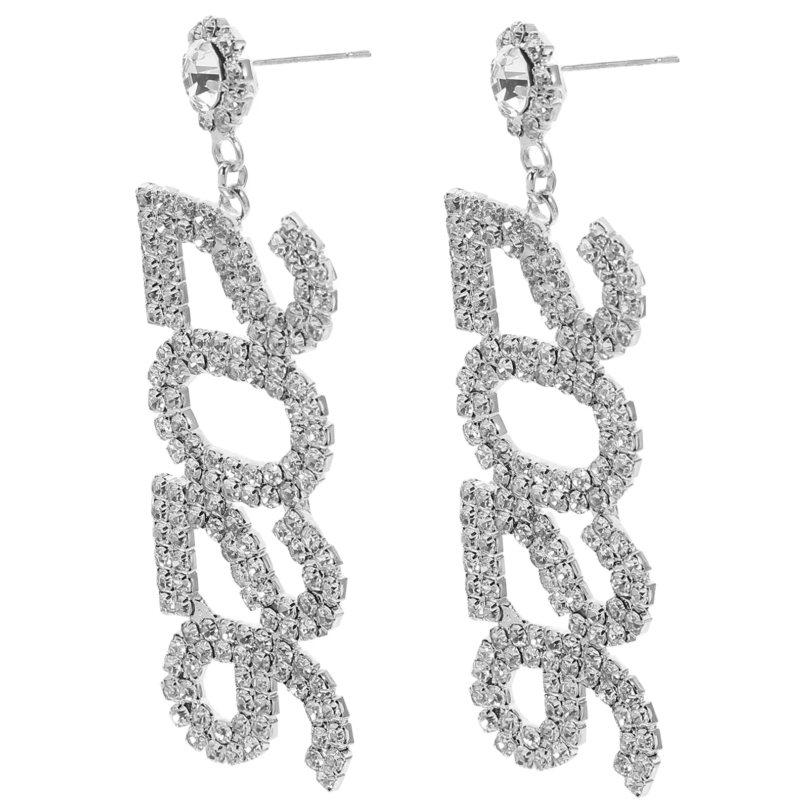 

Sparkling Rhinestone 2026 Number Earrings Long Drop Dangle Earrings Holiday Party Statement Jewelry Holiday Earring