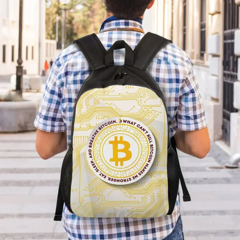 Sac à dos Eat Sleep Bitcoin, cartable pour étudiants, convient pour ordinateur portable 15 ", cryptomonnaie, cigarette, BTC, amoureux