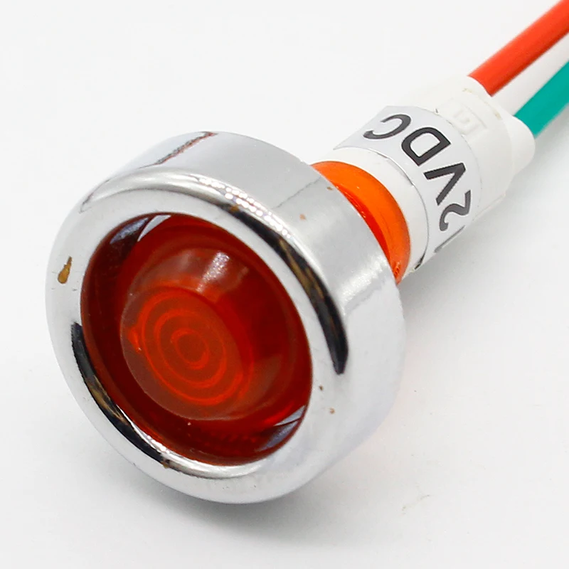 10pcs 10mm 12V LED indicator light with 18cm wire sigal lamp