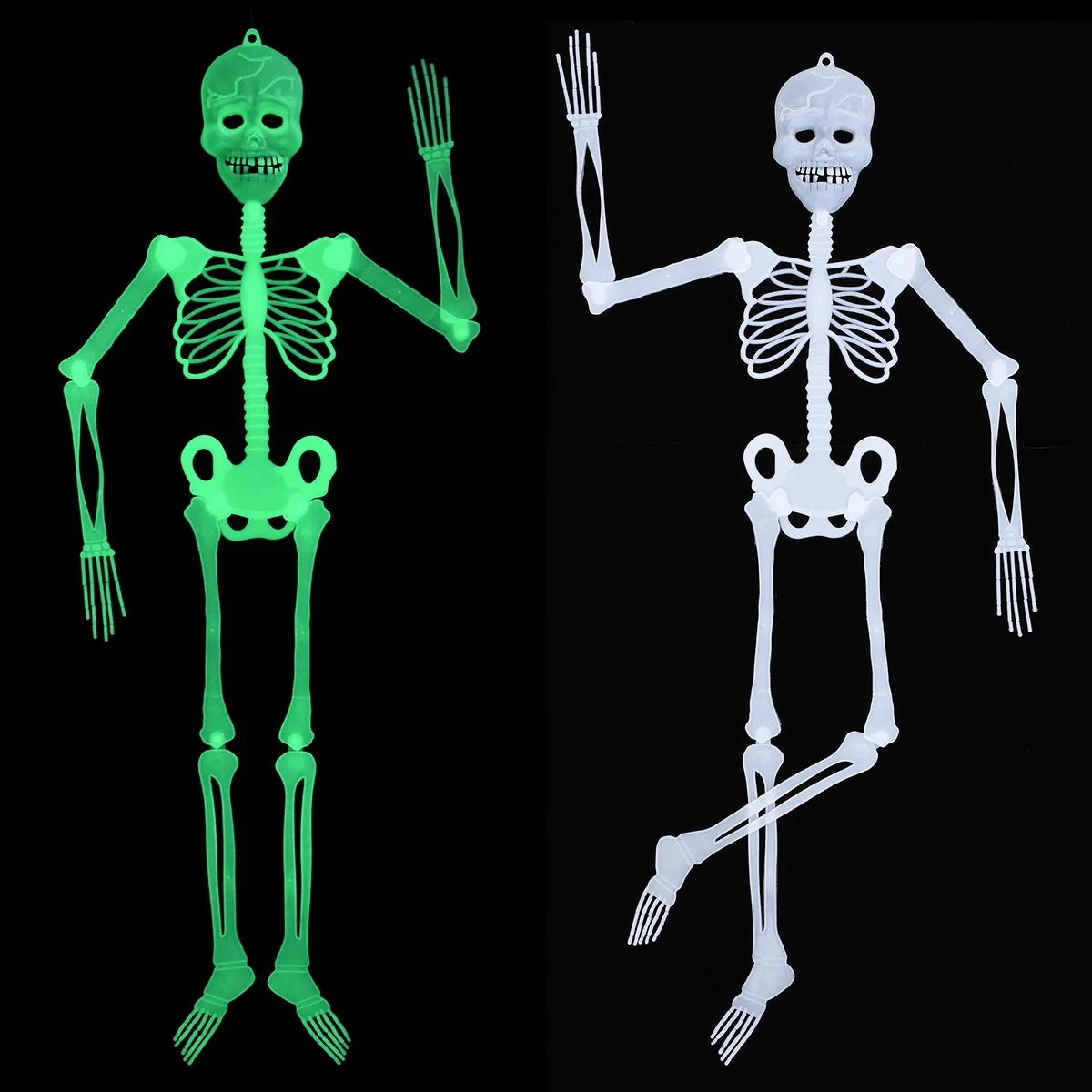 1PC Plastic 32CM Scary Halloween Props Luminous Hanging Skeleton Outdoor Party Decorations Durable Hight