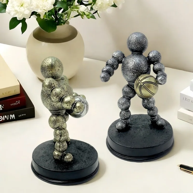 European Abstract Balloon Figure Statue Creative Football Basketball Players Sculpture Modern Home Decoration Desktop Ornament