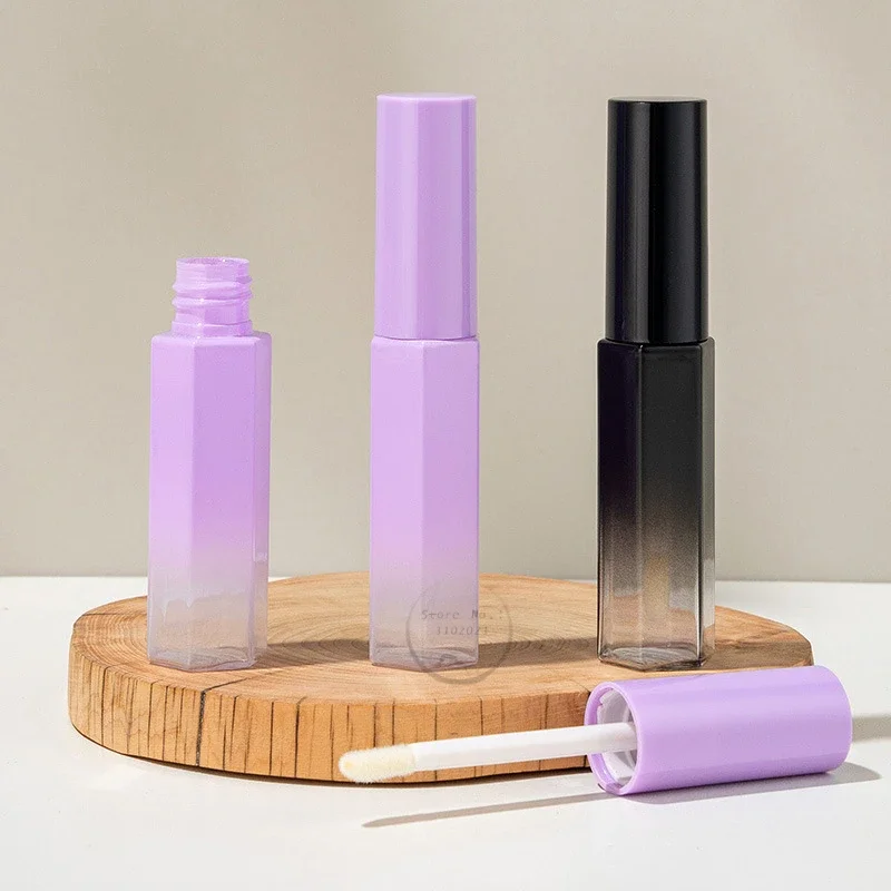 10ml Empty Portable Gradient Black Lip Gloss Tube DIY Purple Lip Glaze Tubes,Hexagonal Cosmetic Packing Tools