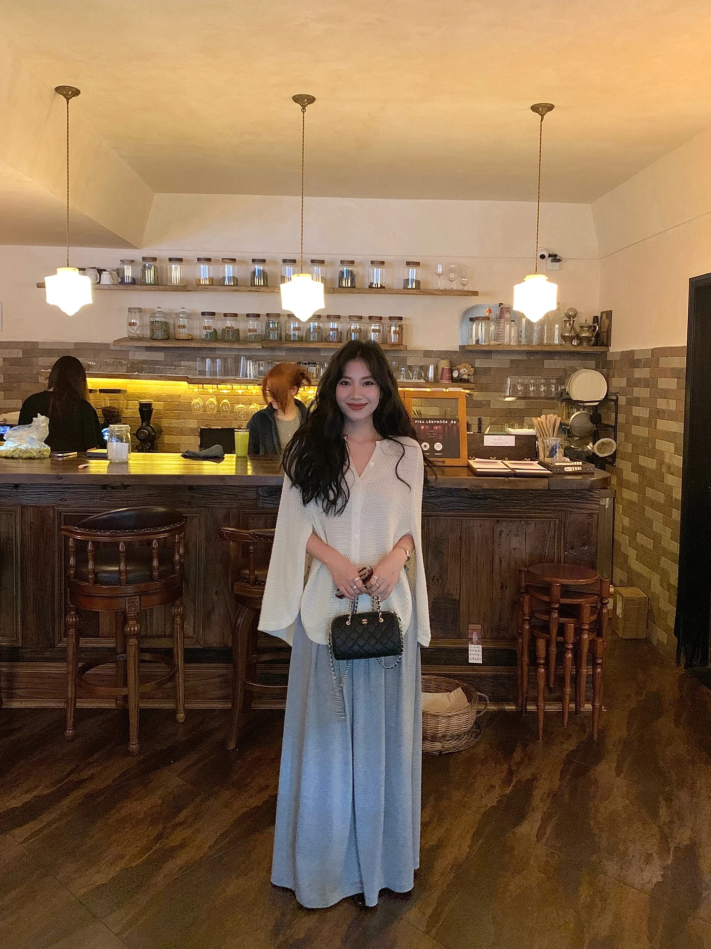 

DaqianwithU Modal Flared Lace Half Skirt Casual Slimming Wooden Loose Long Skirt Women's High Waist Straight Leg Spring ...