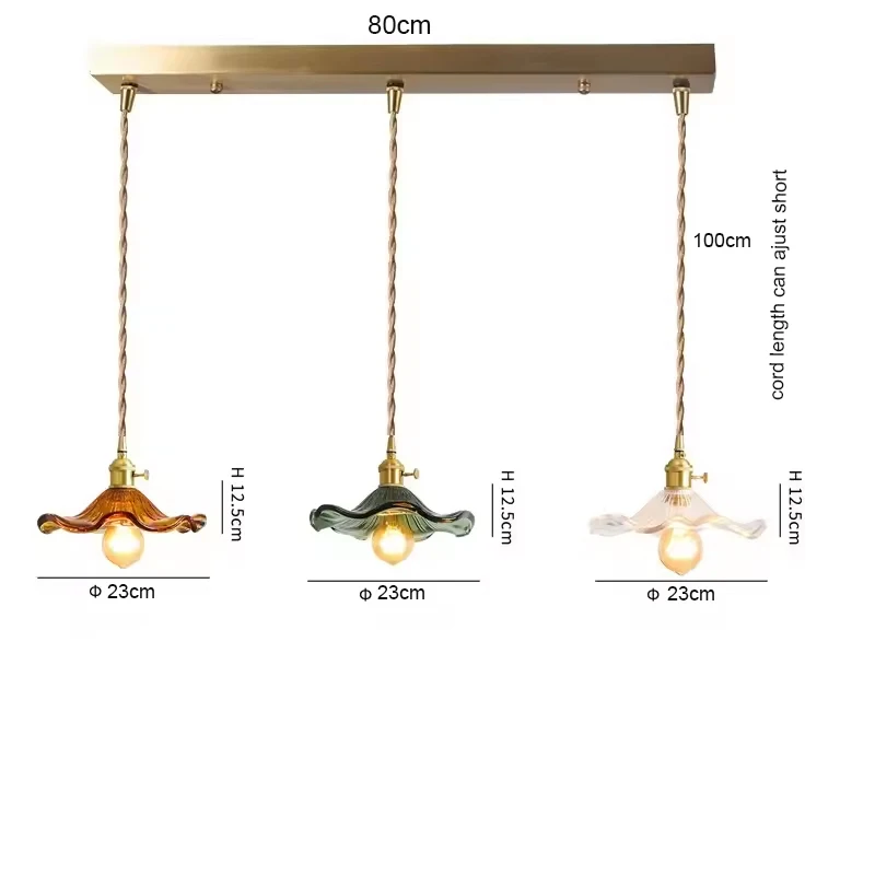 Home Eenvoudige LED Hanger Licht Armatuur Slaapkamer Woonkamer Bar Kleurrijk Glas Koperen Hangende Lamp Licht Edison Plafond Kroonluchter plafondlamp hanglamp led verlichting hanglamp woonkamer