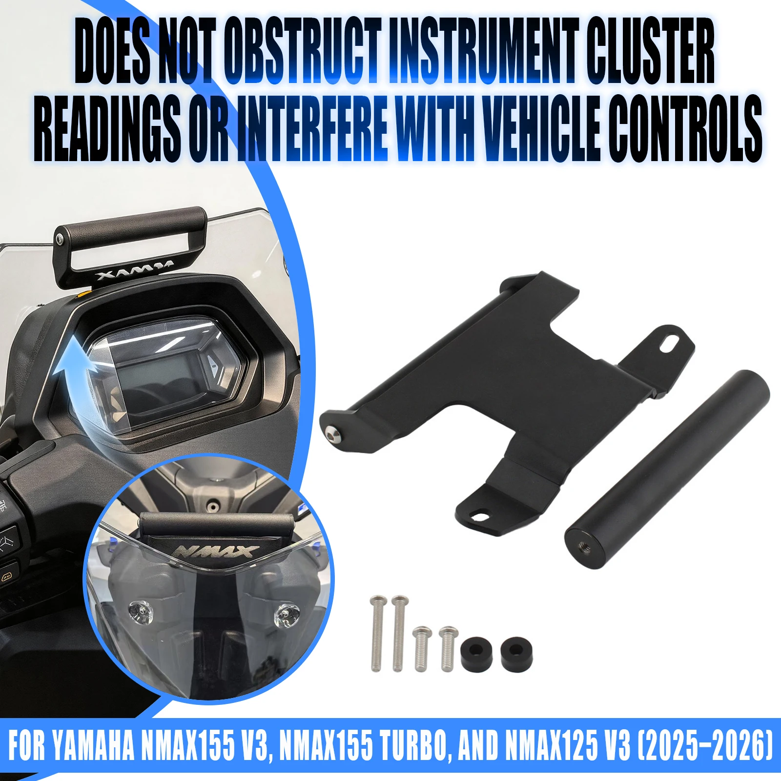 For Yamaha Nmax155 V3 Nmax155 TURBO Nmax125 V3 2025 2026 Motorcycle GPS Phone Holder Navigation Handlebar Bracket Mount Stand