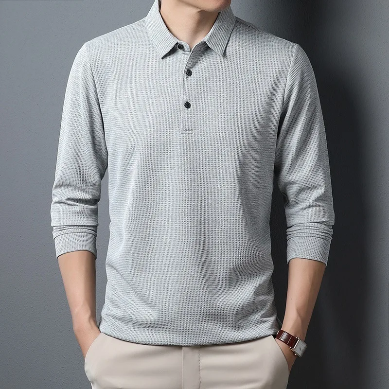 Comfortable and breathable men's long sleeve polo T-shirt, jacket, IX, Travel, Business Casual Summer new series POLO shirt