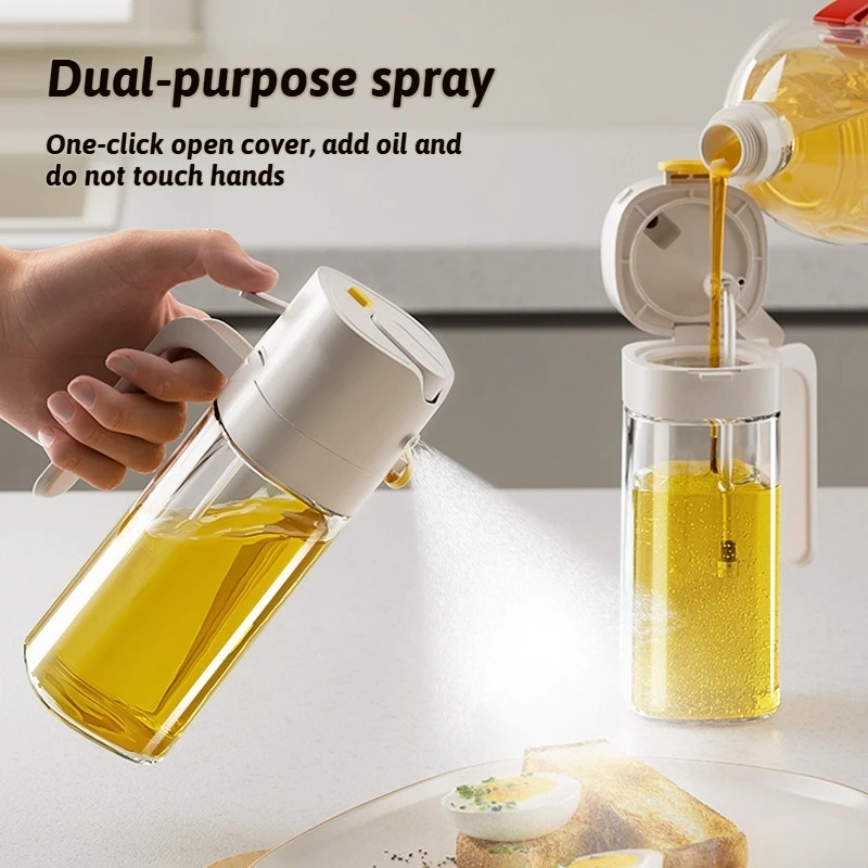 

3in1 530ml Glass Olive Oil Sprayer Cooking Oil Dispensers Mister for Air Fryer Salad BBQ Kitchen Baking Gravity Auto Open&Close