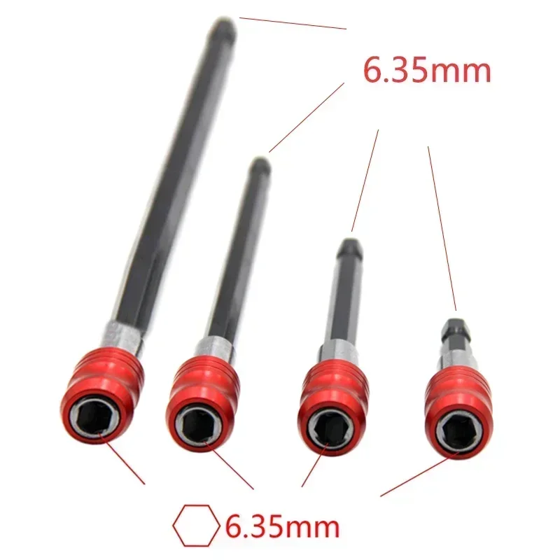 1/3/4Pcs 1/4 Inch Magnetic Drill Bit Extension Rod 60/100/150/300mm Hex Quick Release Bit Holder For Impact Driver Screws Nuts