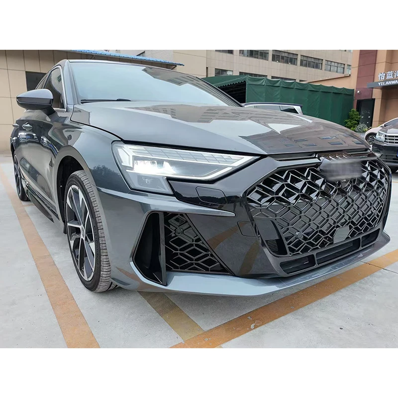 RS3 2025 تعديل السيارة طقم المصد الأمامي والخلفي الجديد مع ترقية سيارة الضباب الخفيف لـ 2021-2024 4ud1 A3