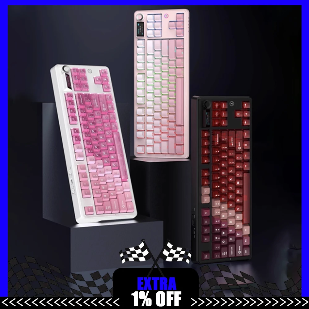 

AJAZZ MK87, механическая клавиатура, трехрежимная RGB беспроводная игровая клавиатура, горячая замена, 6 прокладок, 10000 мАч, PBT, аксессуары для ПК, геймеров, подарки