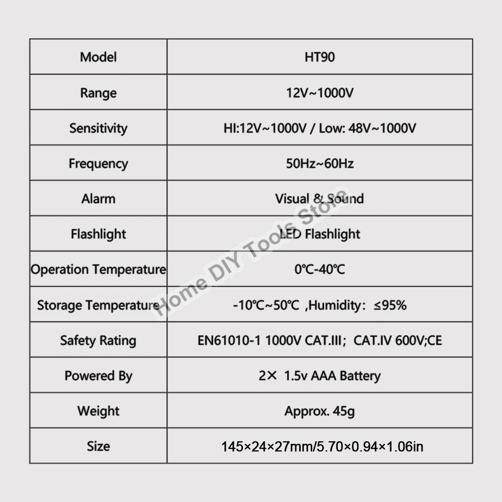 Non-contact Voltage Detector Tester Pen Smart Voltage Indicator HT90 AC 12-1000V Test Live Wire Check Wiring Breakpoint Finder