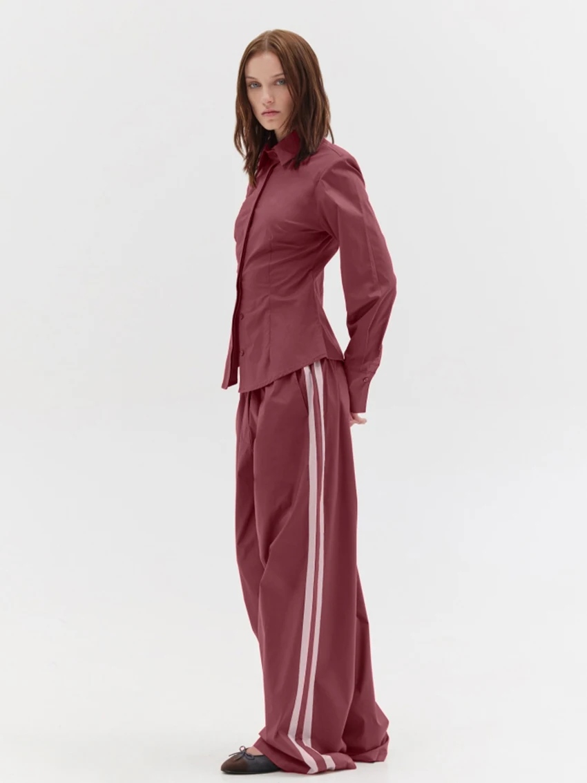 Marthaqiqi Casual Ladies Nightwear Suit Turn-Down Collar Nightgown Long Sleeve Sleepwear Pants Fashion Female Pajama 2 Piece Set
