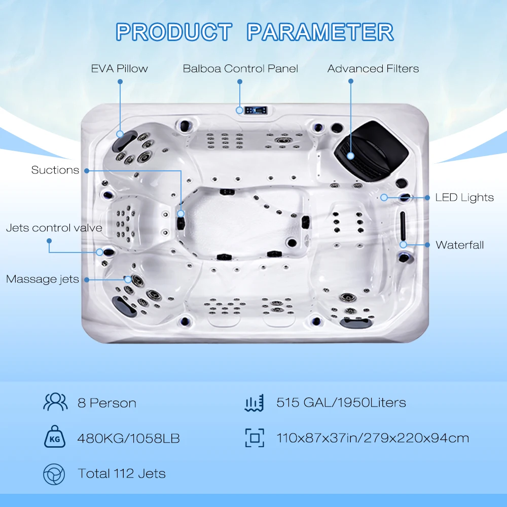 Hot Selling Spa Bathtub Luxury Outdoor Spa Hot Tub 5 Person Hydro Relax Spa Tubs