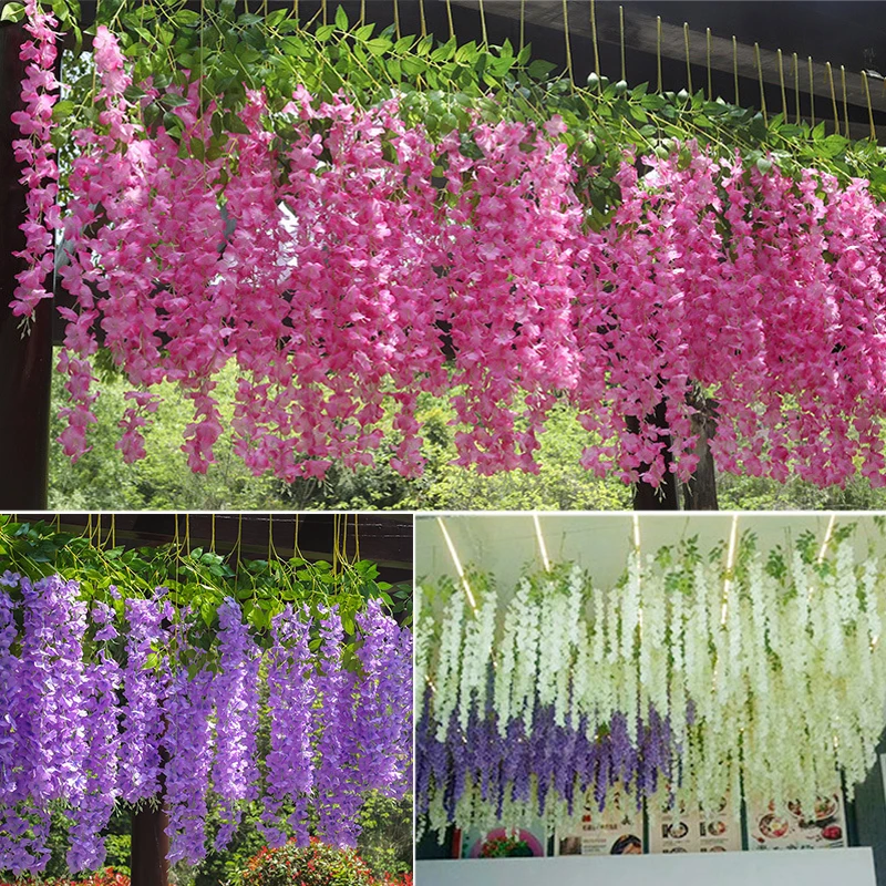 Christmas decoration wisteria artificial flower hanging garland rattan artificial flower string arch wedding home decoration gar