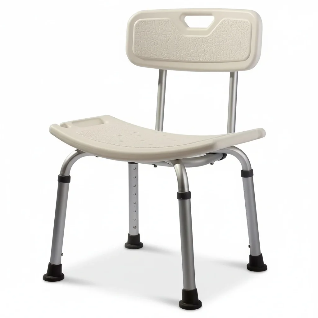 

Height Adjustable Shower Chair, Aluminum Alloy Shower Bench with Backrest, 51cm PE Seat, Medical Shower Stool for Elderly