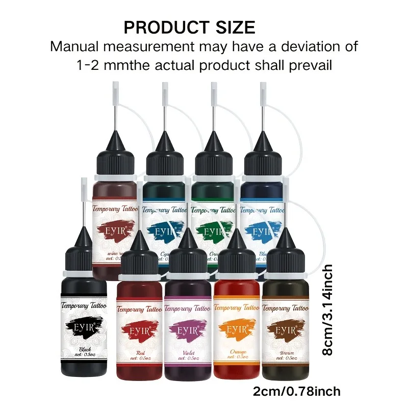 EYIR 9 Colors Temporary Henna Tattoo Paste with Reusable Stencils DIY Body Art Kit Waterproof Hand Tattoo Ink for Party Festival