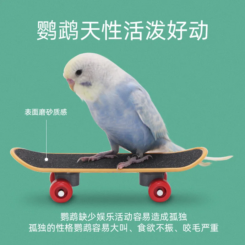 Parrot Mini Scooter Birds Swing Training Skateboard Pet Interactive Toys Claw Grinding Toy Bird Supplies Accessories