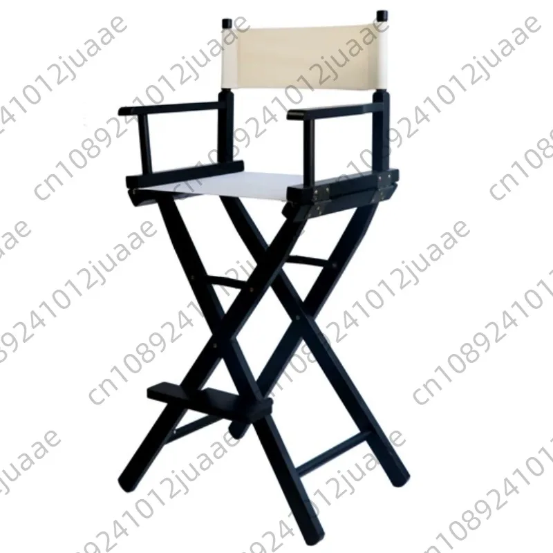 Solid Wood Director Chair Canvas Folding Leisure Home Bar Counter Office Chair Outdoor Makeup Chair Fishing Props High Feet