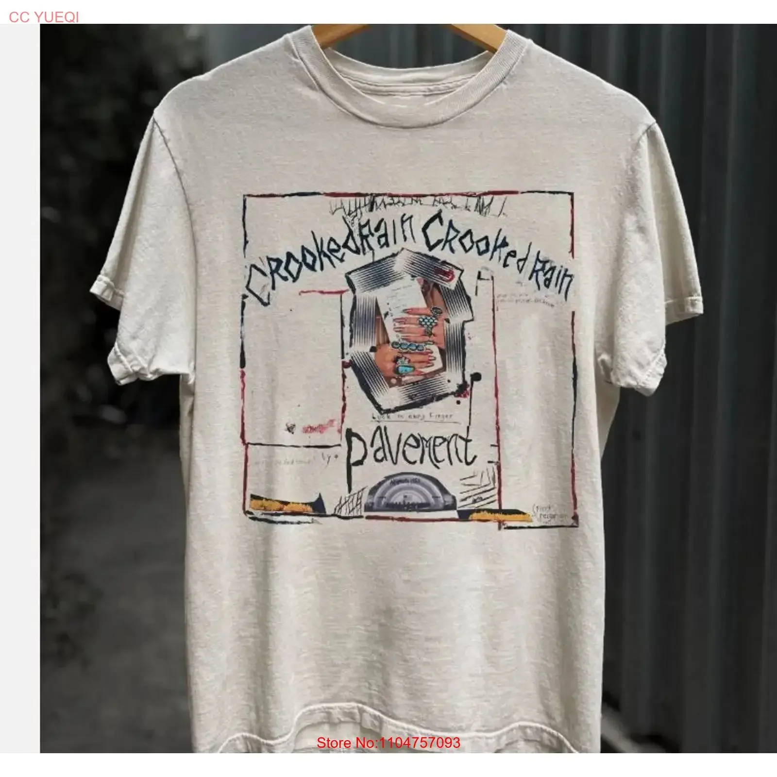 Pavement Crooked Rain Album for Fan T shirt vintage Washed graphic Comfortable Versatile homme Breathable Stretched Soft Casual