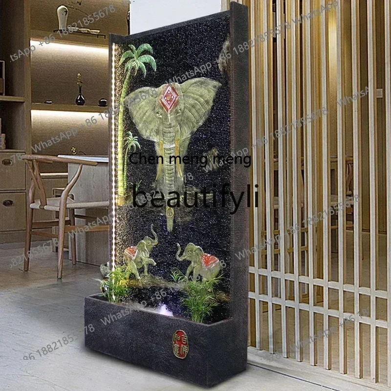 D178   New Chinese-style water curtain wall, fountain, flowing water ornament, landing to attract wealth, housewarming