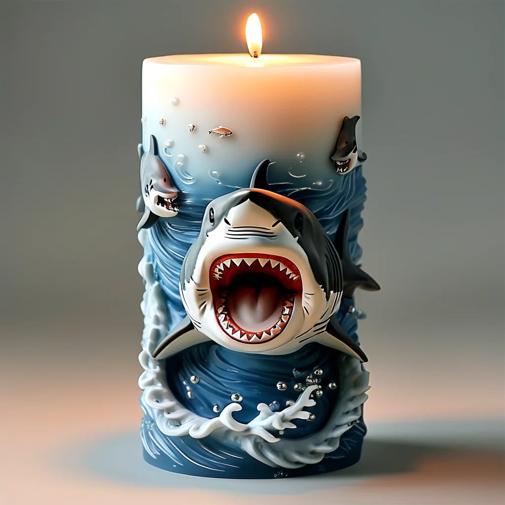 3D Shark and Fish Silicone Candle Mold |   Fierce Sea Wave Bubble Scene |   Easy to Demould and Can Be Made Repeatedly.